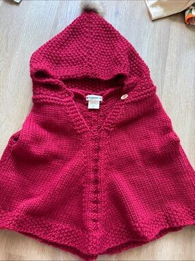 Hooded Knit Poncho Shrug in Berry by The Blueberry Hill